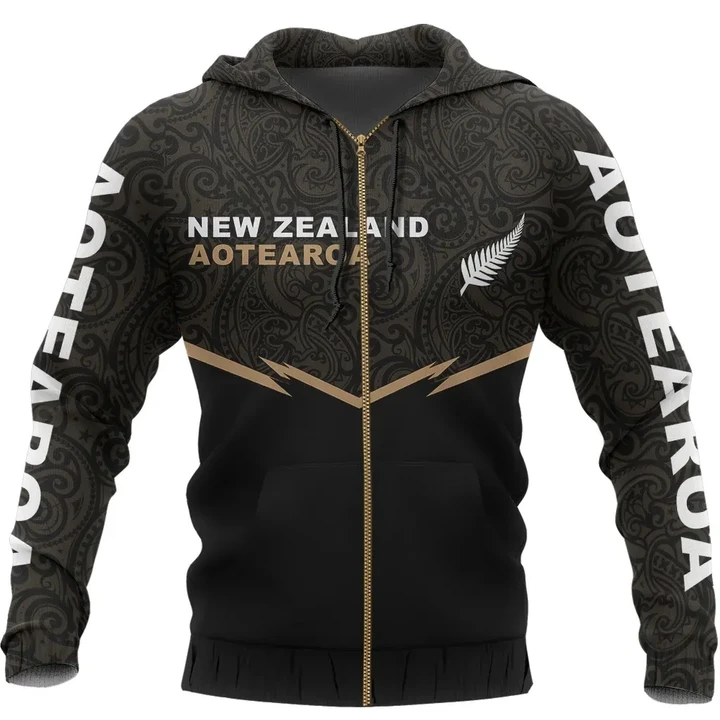 New Zealand Maori Zipper Hoodie Energy Style Ver 2.0