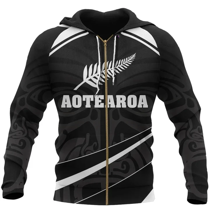 Aotearoa Silver Fern Zipper Hoodie P. Style