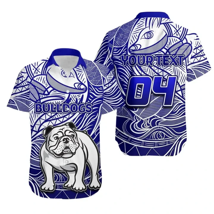 (Custom Personalised And Number)Bulldogs Short Sleeve Shirt Tribal Style