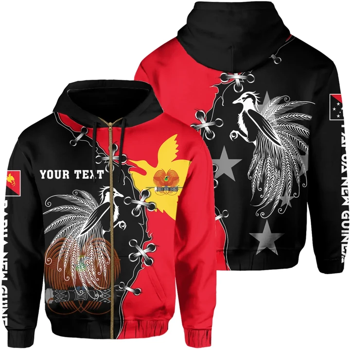 Personalized Papua New Guinea Hoodie Zip Cinch Style