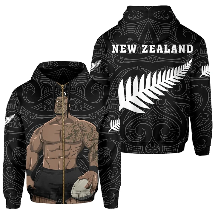 New Zealand Warrior Fighter Maori Hoodie (Zip)