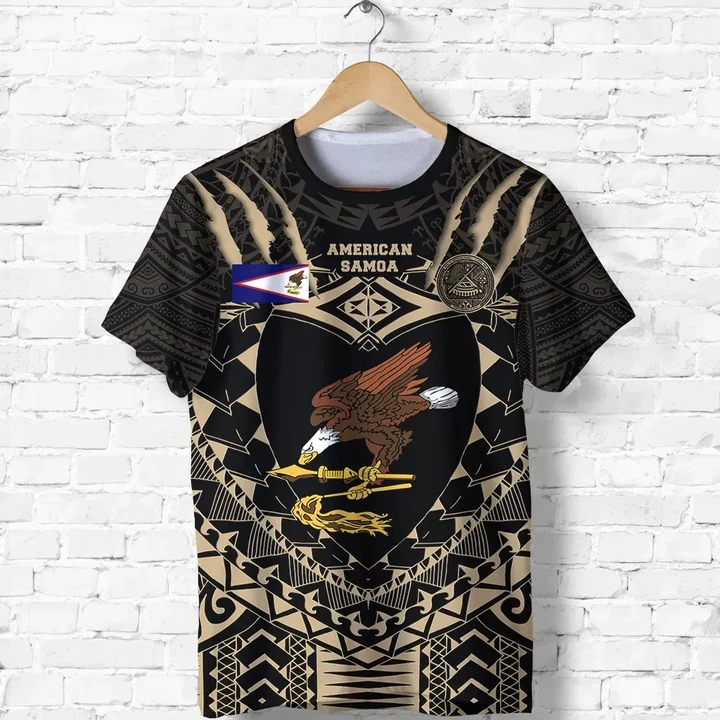 American Samoa Tattoo Rugby T Shirt Tan