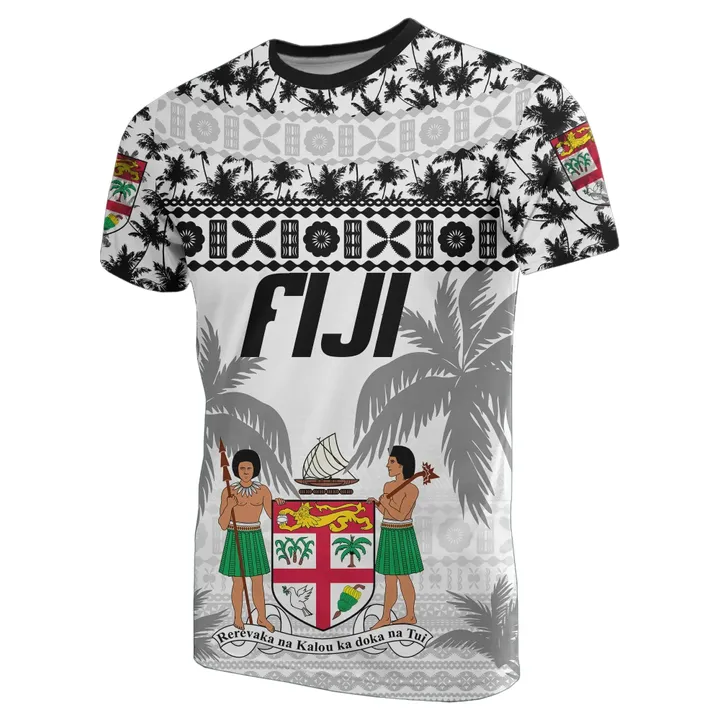Fiji T-Shirt, Fijian Tapa Coconut Tree All Over Print