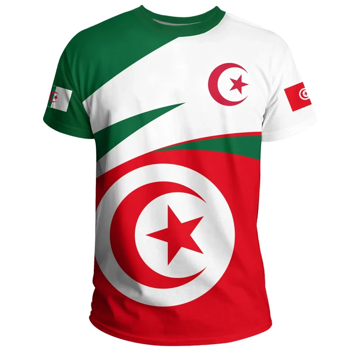 1stTheWorld Algeria Tunisia T-shirt Active Flag