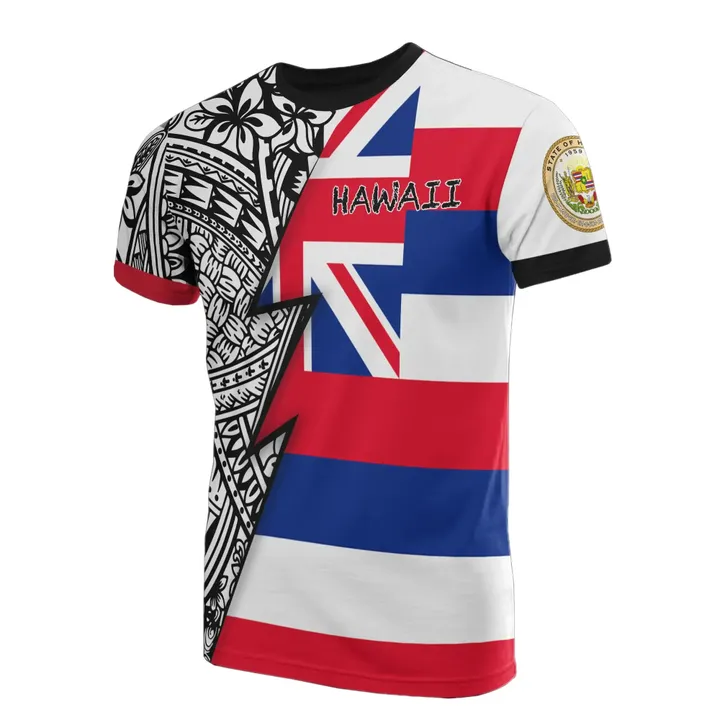 Hawaii Flag T-Shirt, Tribal Coat Of Arms All Over Print T-Shirts