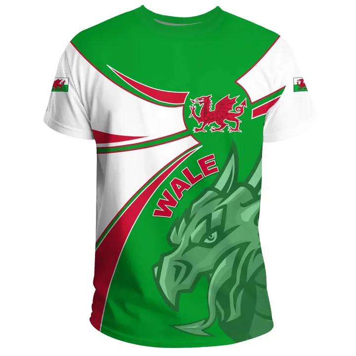 1stTheWorld Wales T-shirt, Wales Round Dragon Red