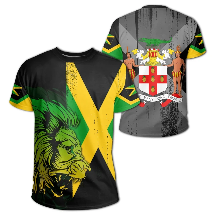 Jamaica Lion Flag And Coat Of Arm T-shirt