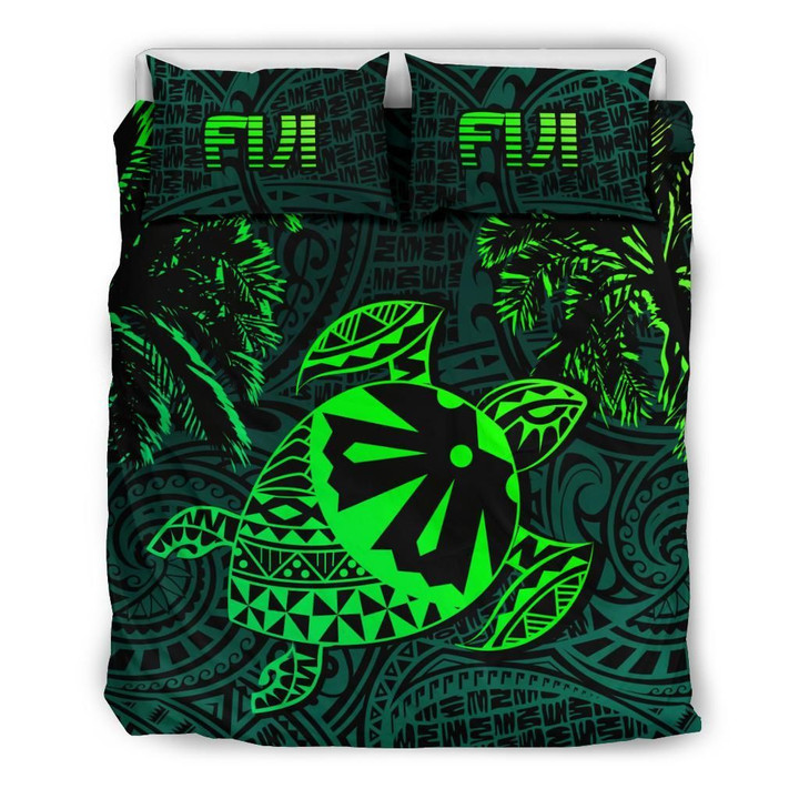 Fiji Islands Green Tapa Turtle Bedding Set