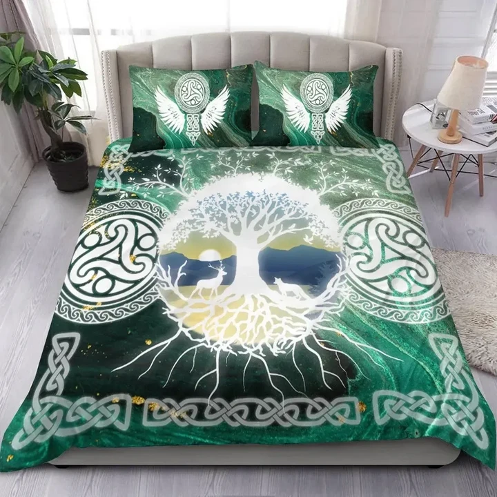 Celtic All Over Print Bedding Set Tree of Life With Deer & Fox B 0