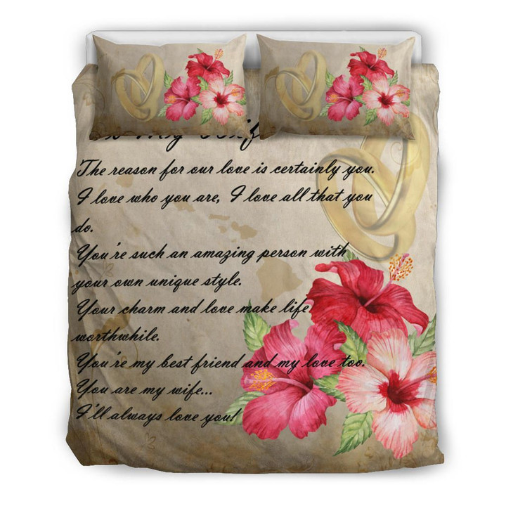 Kanaka Maoli (Hawaiian) Bedding Set Valentine To My Wife Hibiscus