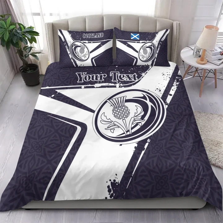 (Custom Text) Scotland Rugby Personalised Bedding Set Scottish Rugby