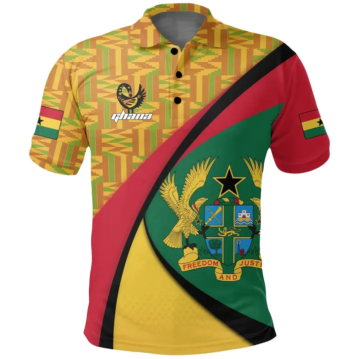 Ghana Polo Shirt, Ghana Coat Of Arms Pattern