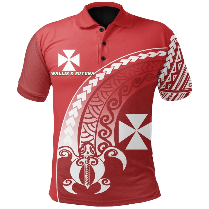 Wallis and Futuna Polo Shirt Turtle , Wave Polynesian Style