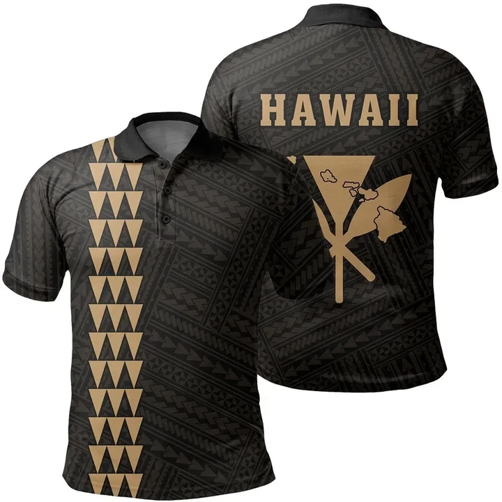 Hawaii Kanaka Map Polo Shirt , Gold