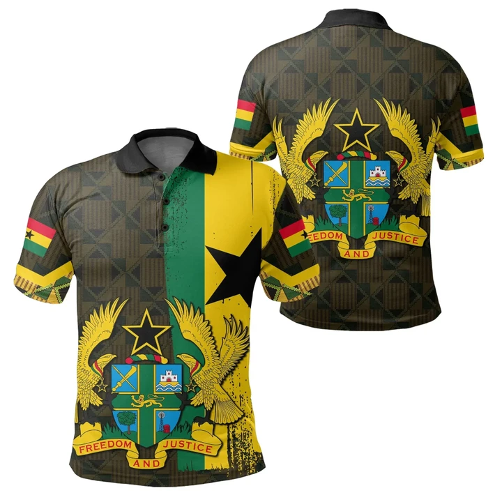 Ghana Coat Of Arm Kente Polo Shirt