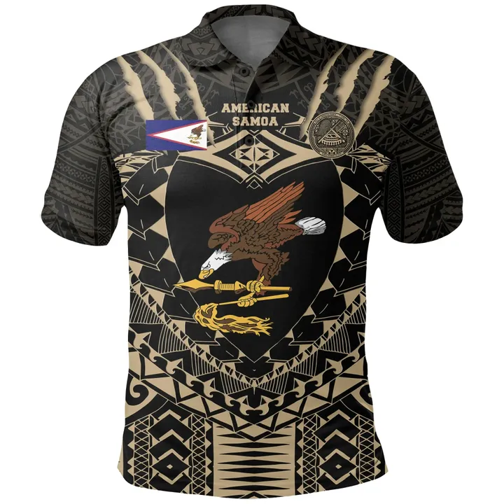 American Samoa Tattoo Rugby Polo Shirt , Tan
