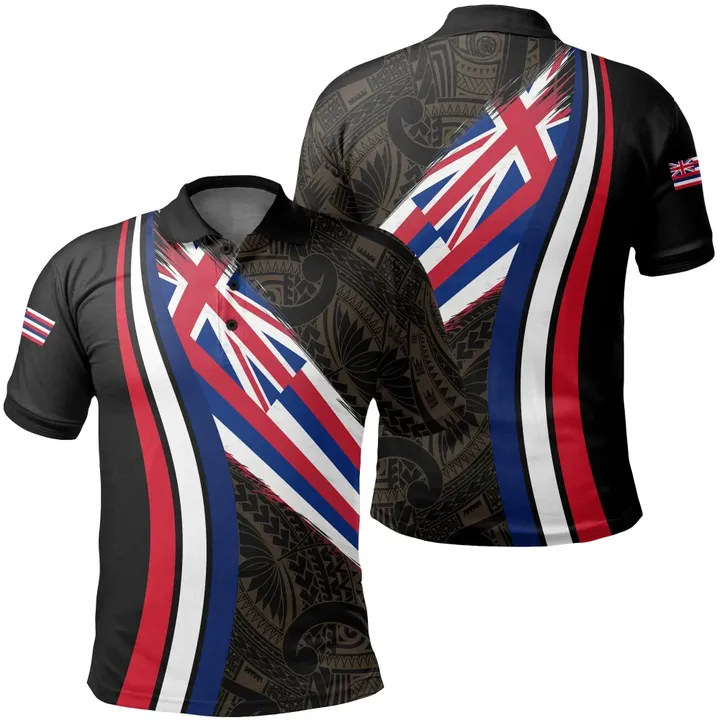 Polynesian Unisex Hawaii Flag Polo Shirt , Ten Style