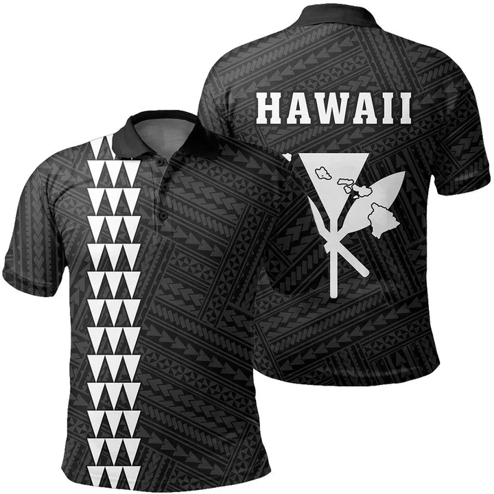 Hawaii Kanaka Map Polo Shirt , White