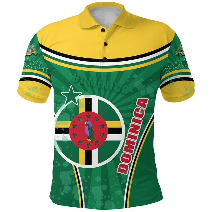 Dominica Polo Shirt Circle Stripes Flag Version