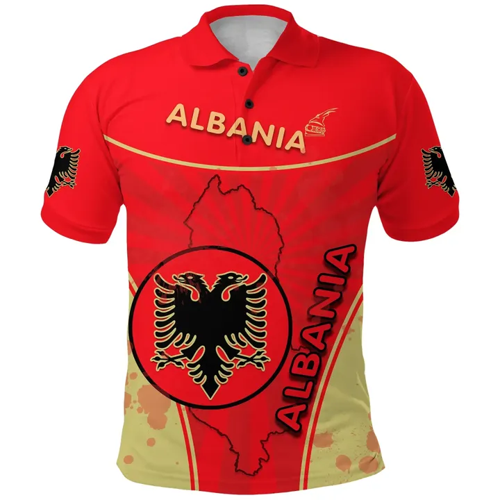 Albania Polo Shirt Circle Stripes Flag Version