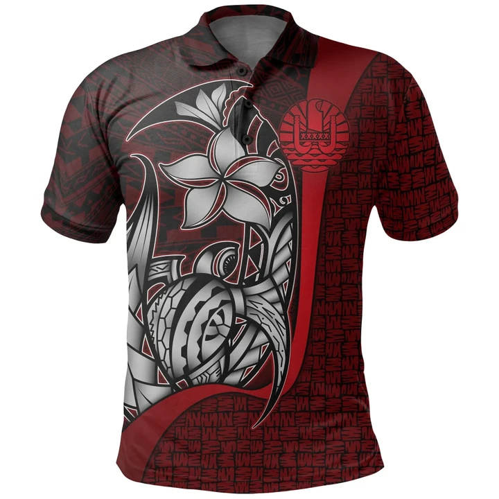 Tahiti Polo Shirt Red , Turtle with Hook