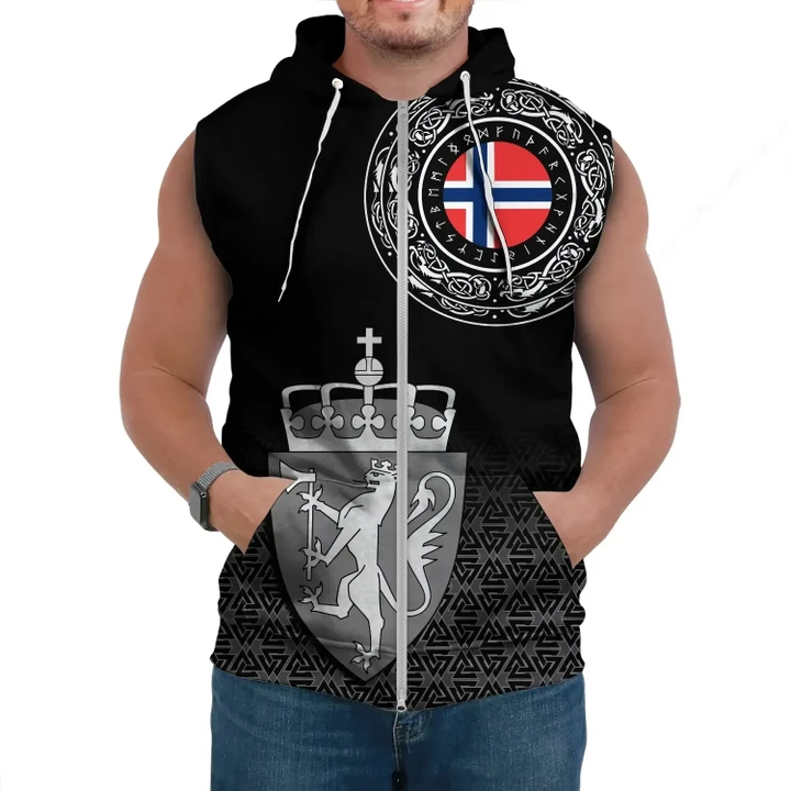 Viking Style Sleeveless Hoodie - Norway Coat Of Arms