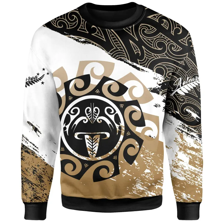 New Zealand , Maori Tiki Mask Sweatshirt Gold A002