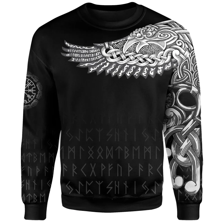 Vikings SweatShirt The Raven Of Odin Tattoo Style (Knitted Long,Sleeved Sweater)