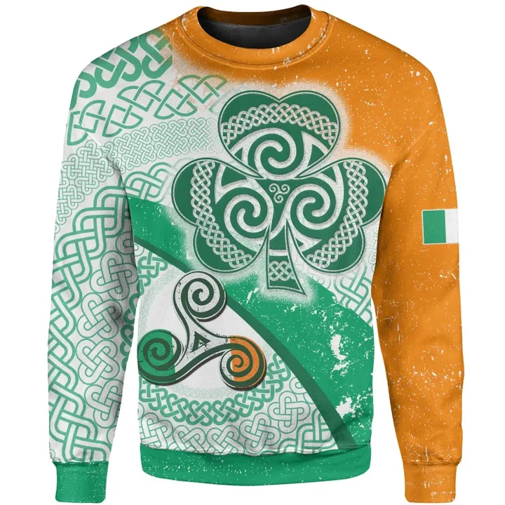 Ireland Celtic Sweatshirt , Ireland Shamrock With Celtic Patterns