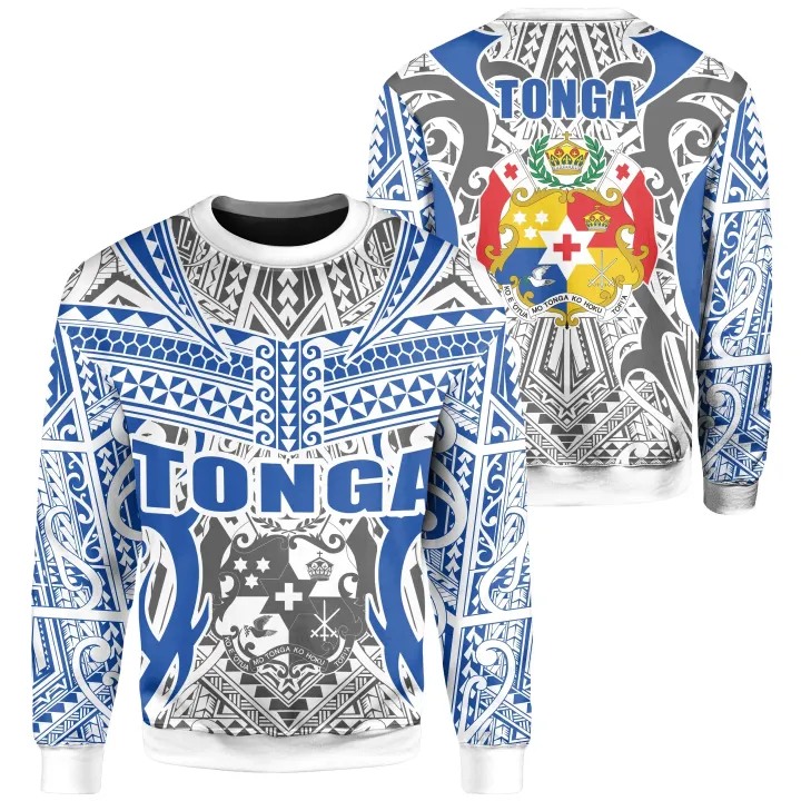 Tonga Sweatshirt , Kingdom of Tonga White Blue