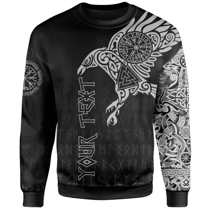 Vikings SweatShirt Custom Personalised The Raven Of Odin Tattoo
