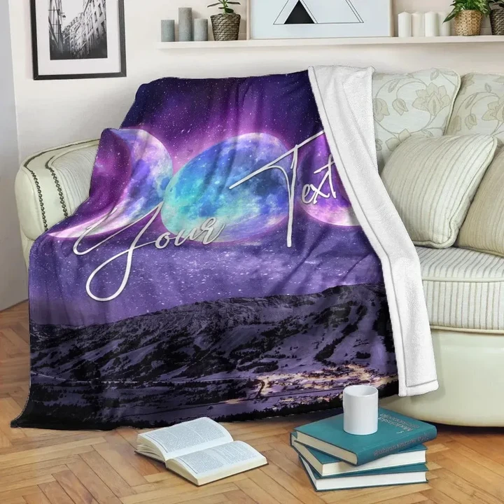 Celtic Custom Personalized Wicca Premium Blanket - Triple Moon In Midnight