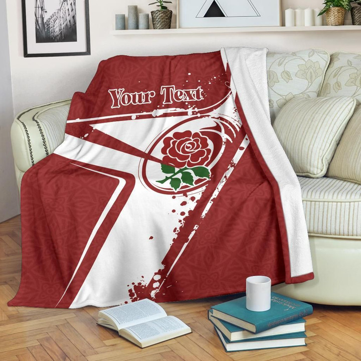(Custom Text) England Rugby Personalised Premium Blanket - England Rugby