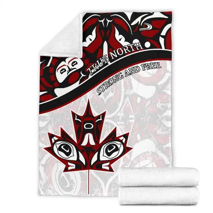Canada Day Premium Blanket - Haida Maple Leaf Style Tattoo White