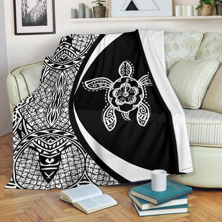 Polynesian Tribal Premium Blanket - Circle Style White - J7