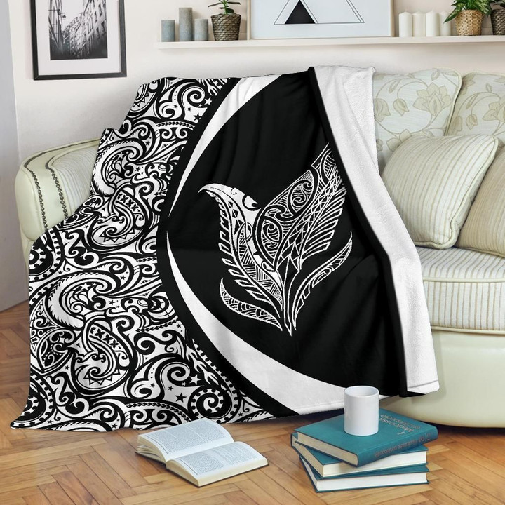 New Zealand Silver Fern Maori Premium Blanket - Circle Style 1