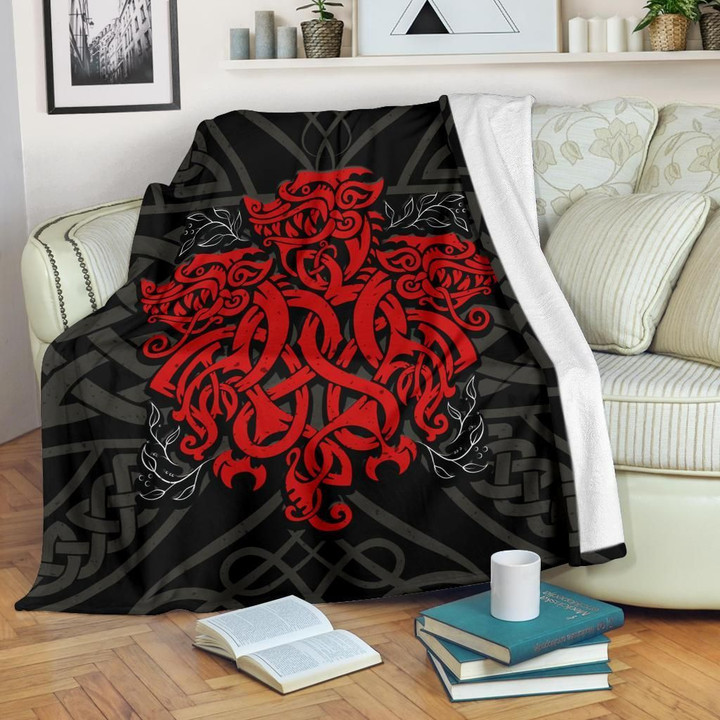 Celtic Three Dragon Premium Blanket