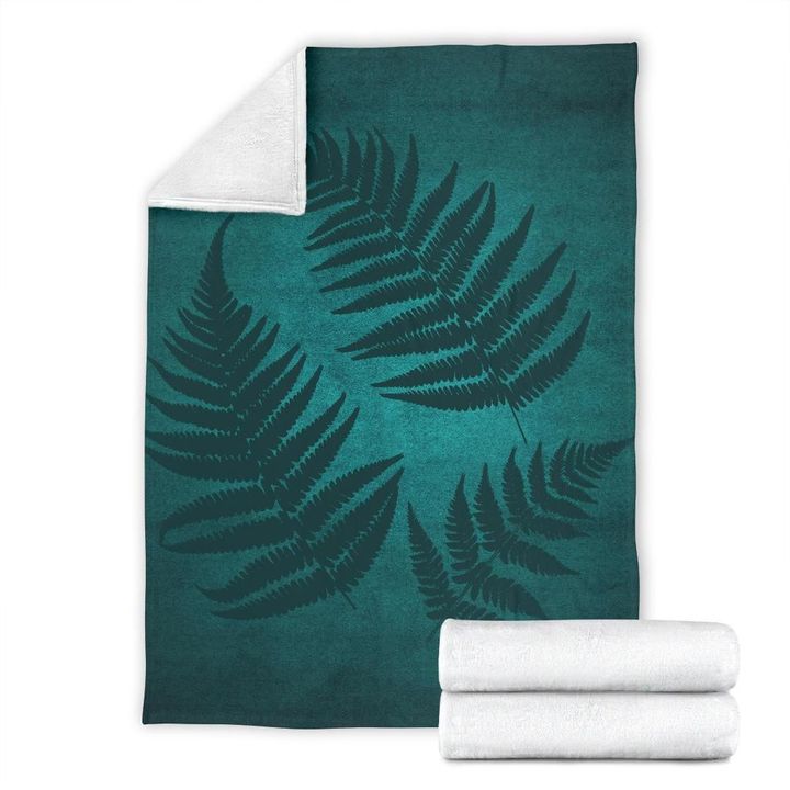 Green Blue New Zealand Fern Premium Blanket