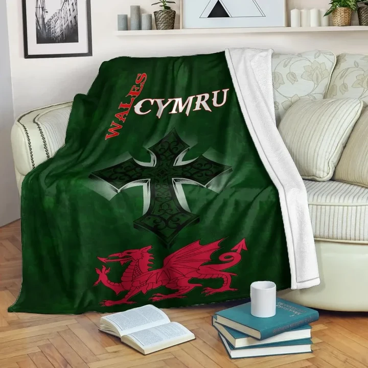 Wales Premium Blanket - Wales Cymru Celtic Cross