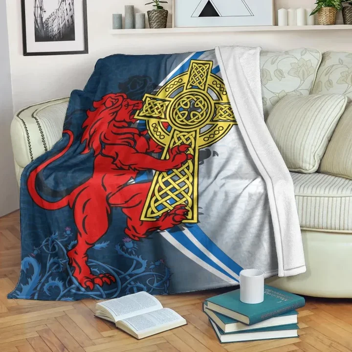 Scotland Blanket - Scottish Lion With Celtic Cross