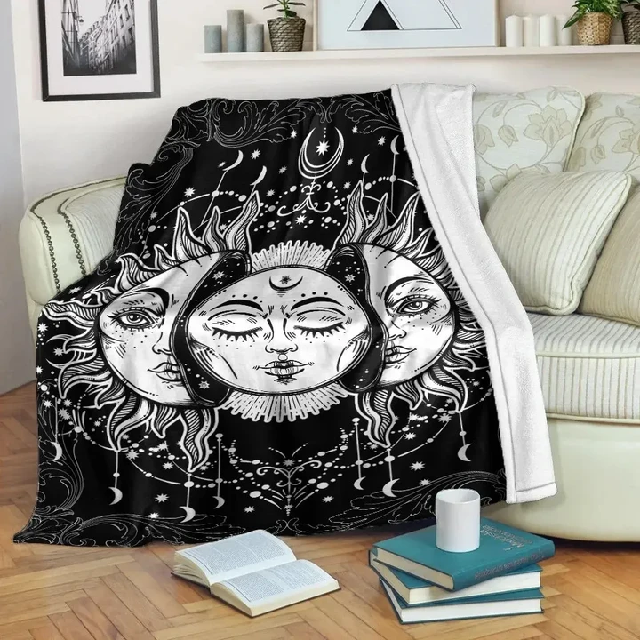 Celtic Wicca Premium Blanket - Sun & Moon Mandala