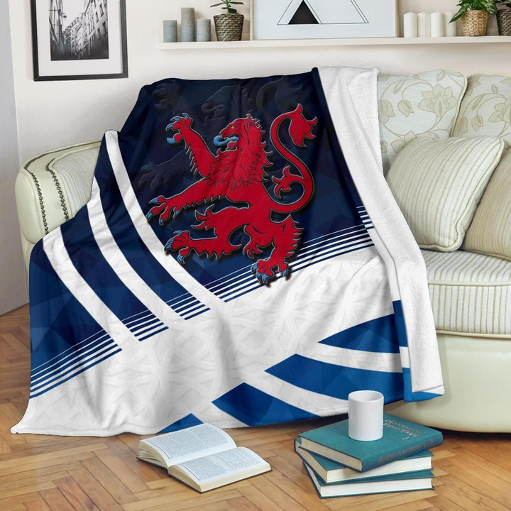 Scotland Celtic Premium Blanket - Scottish Flag Lion Polygon Style