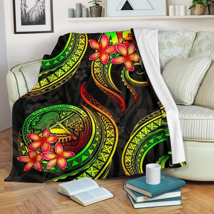 American Samoa Polynesian Premium Blanket - Reggae Plumeria