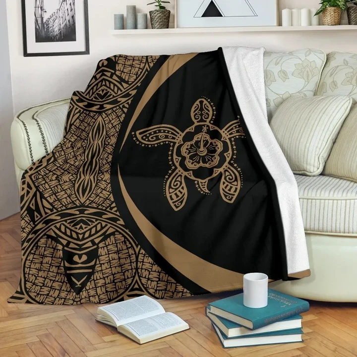 Polynesian Tribal Premium Blanket - Circle Style Gold - J7