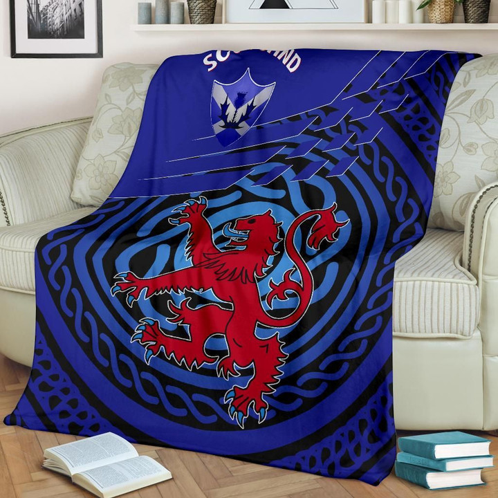 Scotland Premium Blanket - Scotland Symbol With Celtic Patterns