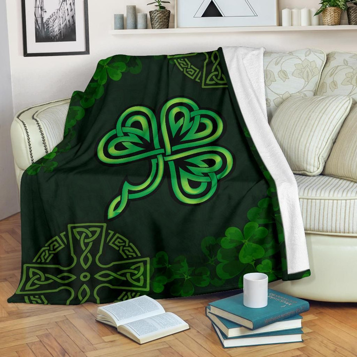 Ireland Celtic Premium Blanket - Celtic Cross & Shamrock