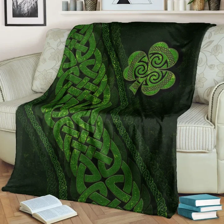Ireland Celtic Premium Blanket- Irish Shamrock Cross Style