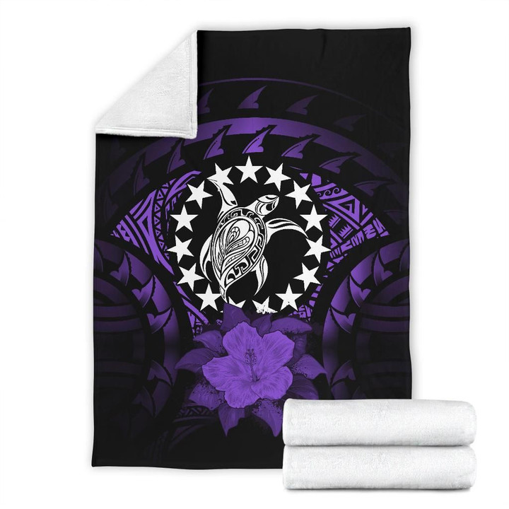 Cook Islands Premium Blanket - Purple Hibiscus