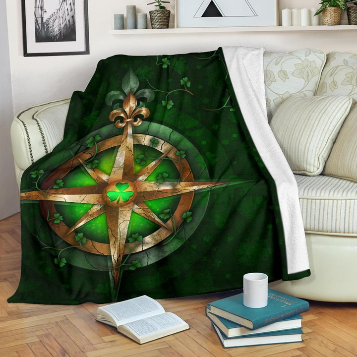 Ireland Premium Blanket - Celtic Irish Compass & Shamrock