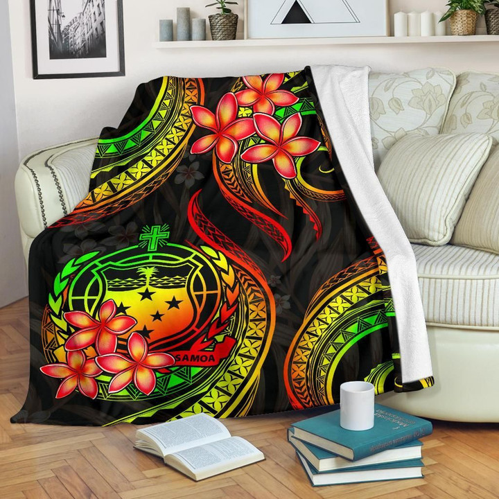 Samoa Polynesian Premium Blanket - Reggae Plumeria